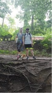 Here exploring the beautiful landscapes of Maryland with my husband, Nicky, and our dog, Latke.